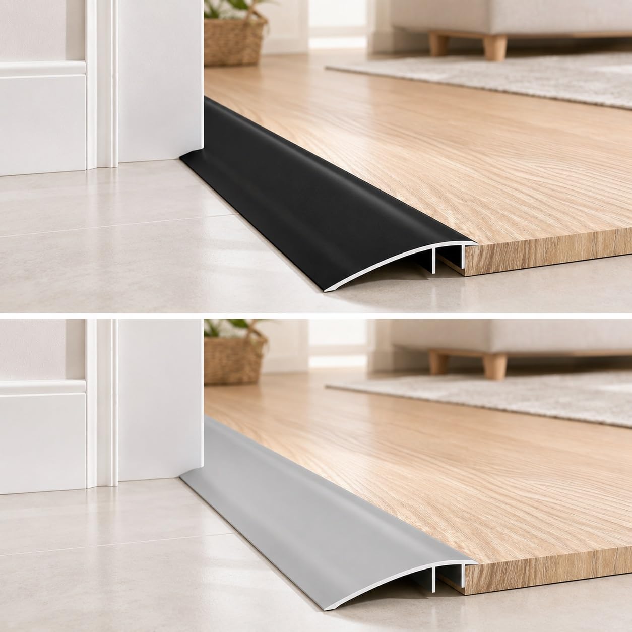Barre de seuil en aluminium 2,7 m/4 m – Garniture de sol polyvalente coupable pour carrelage, stratifié, moquette et sol en vinyle – Protection des bords durable et élégante