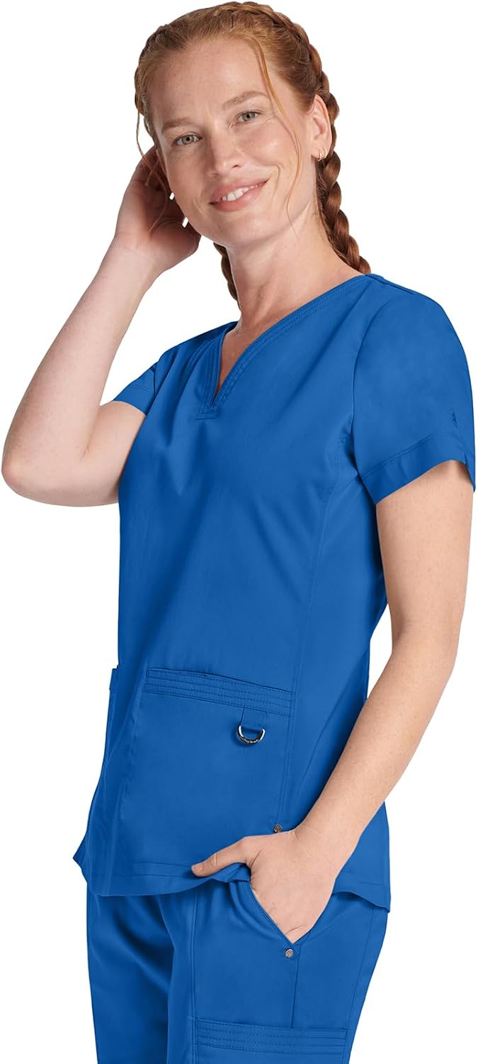 Healing Hands Purple Label Scrub Tops Women - 2-Way Stretch, V-Neck Jean Scrub Tops with 3 Pockets - HH600