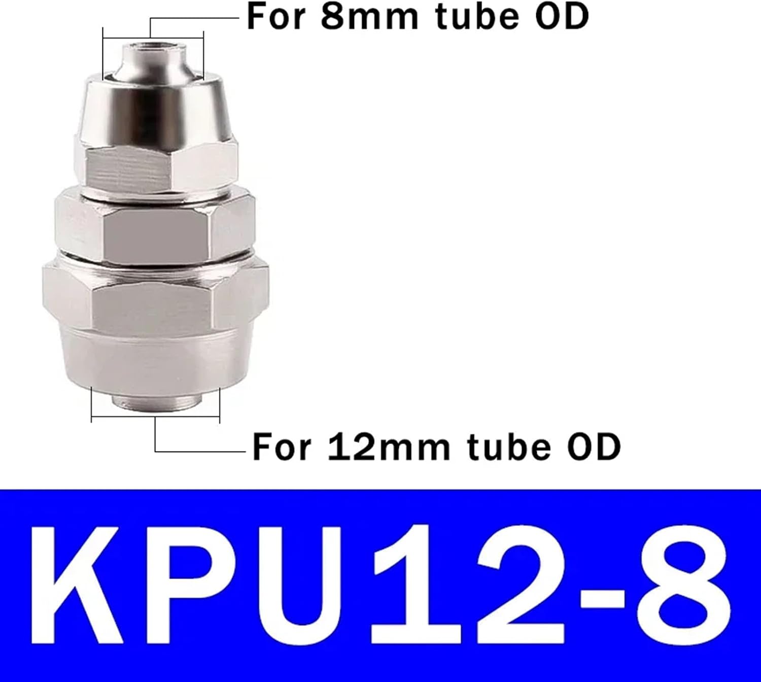 10Pcs PU-4 6 8 10 12 14 16MM OD Hose Tube Connect PU Tube Direct Pneumatic Connector Quick Fast Twist Air Hose Tube Fitting (Color : KPU 12-8, Size : 50 PCS)