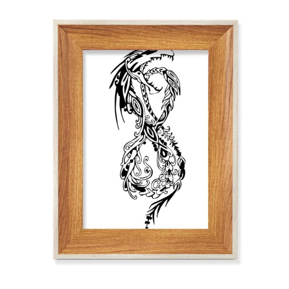 Dragon Chinois Animal Abstract Portrait Cadre de Photo en Bois