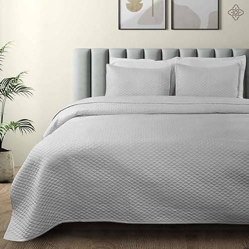 Miniatura 10 de BIOWEAVES Colcha de algodón 100% orgánico, tamaño individual, colchas acolchadas con costuras de diamante, juego de colcha de gran tamaño para todas