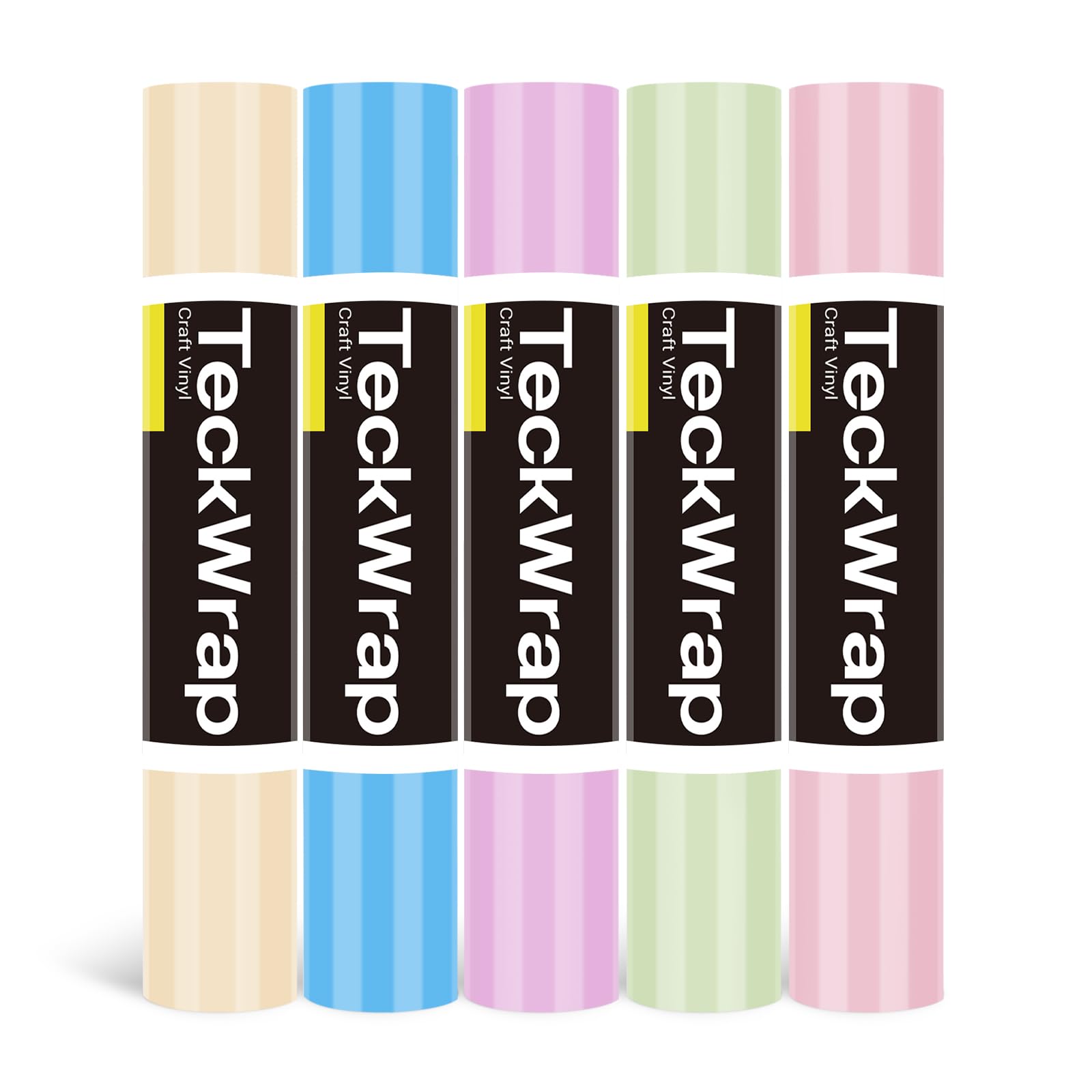 TECKWRAP Lot de 6 rouleaux de vinyle adhésif permanent pour Cricut, Silhouette, Cameo, cutters, panneaux, scrapbooking, loisirs créatifs, intérieur et extérieur, 30,5 cm x 1,5 m, couleur claire
