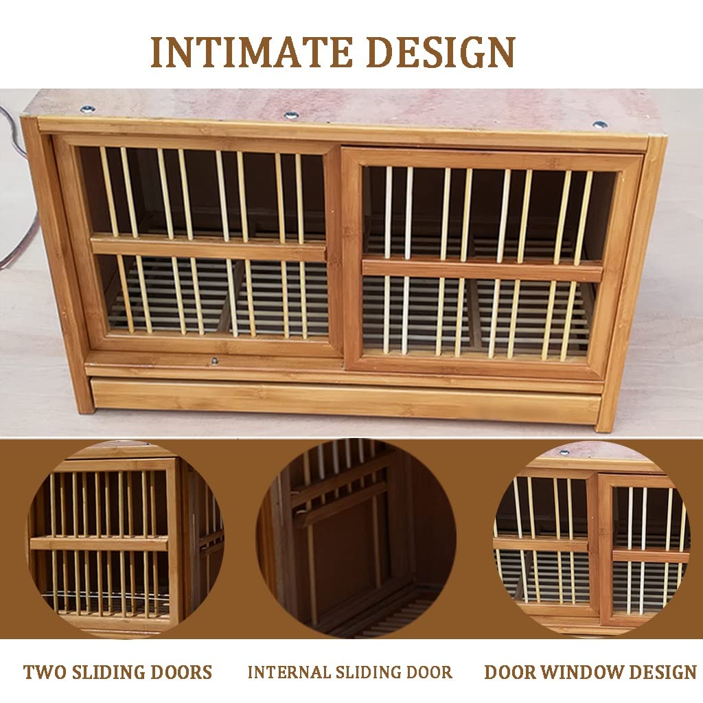 Jaula para pájaros Jaula para palomas con puerta de empuje y tracción, aviario para pájaros y palomas mensajeras, jaula para pájaros de bambú para mascotas, gallinero de granja familiar, caja nido pa