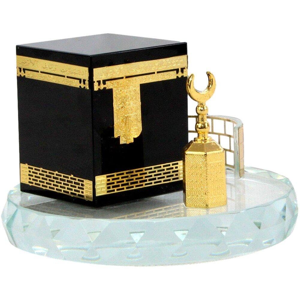 Modèle miniature Kaaba en cristal doré : artisanat d'art islamique haut de gamme pour salon