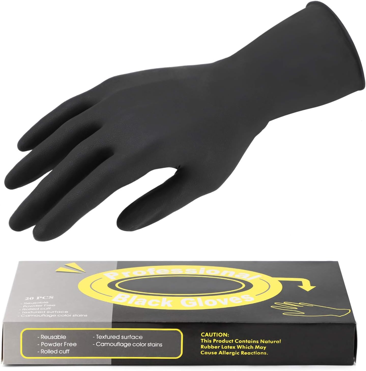 Segbeauty Hair Dye Gloves, 20 Counts Black Reusable Hair Color Gloves Professional Washable Rubber Glove Hair Coloring Accessories for Home Cleaning Hair Dye Salon Highlighting - Medium