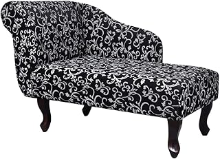vidaXL Diván con Reposabrazos Estampado de Flores Blanco y Negro Chaise Longue
