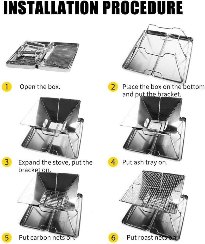 ＊新作＊ BBQツール パティオ裏庭キャンプハイキングストーブを調理チャコールグリル折り畳み式バーベキューグリルポータブルステンレス鋼のピクニ