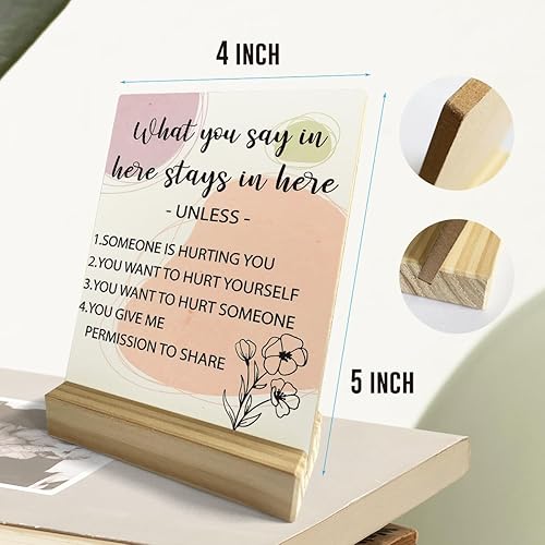 Miniatura 2 de Placa decorativa de madera con soporte de madera, con texto en inglés "What You Say in Here Stay in Here" (What You Say in Here Stay in Here)