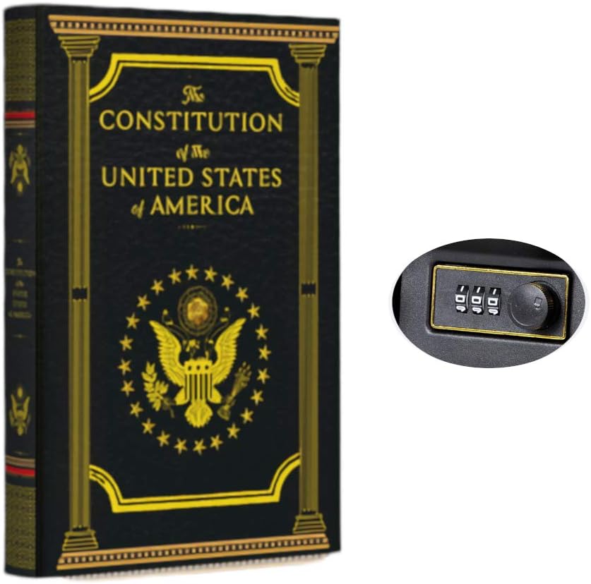 Fake Book Box - Small Safe Box with Combination Lock - Hidden Safe in Plain Sight - Diversion Safes - Secret Safes (Constitution) (X-Large)