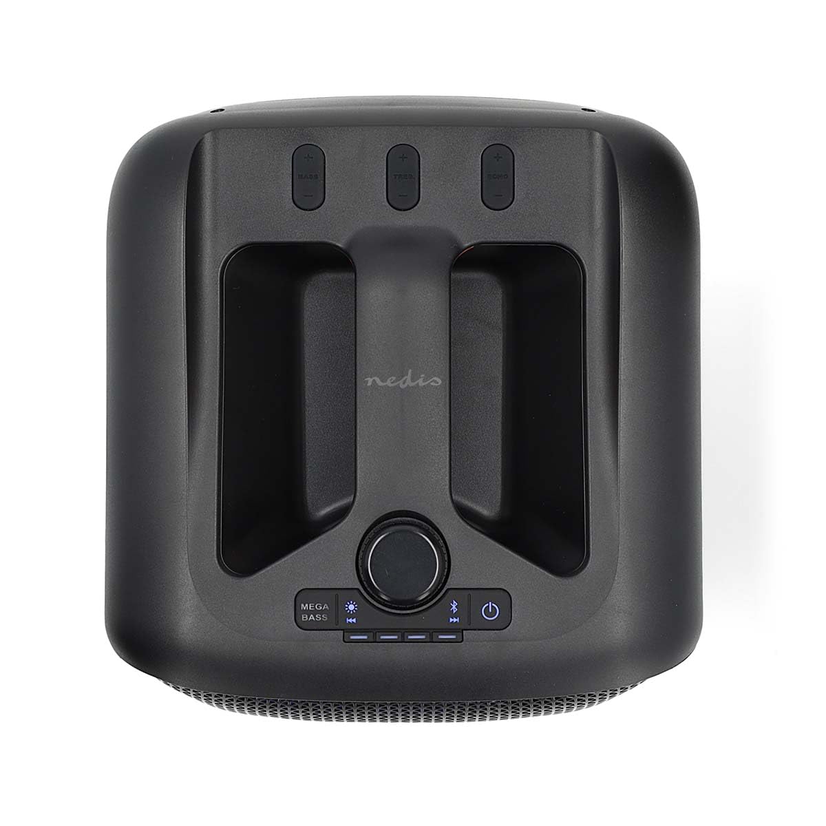 Nedis Altoparlante per feste Bluetooth - massimo tempo di riproduzione: 5 ore - 150 W - Maniglia - Luce per feste - Collegabile - Equalizzatore - Arancione/Nero