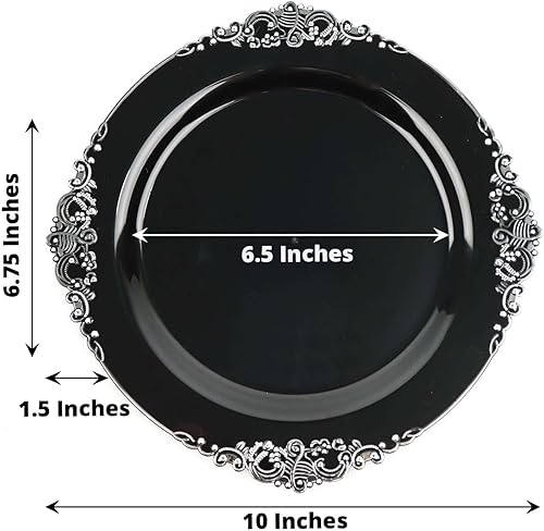 Miniatura 239 de Efavormart - Paquete de 10 platos llanos redondos de plástico de 10 pulgadas en verde salvia vintage, platos desechables barrocos en relieve