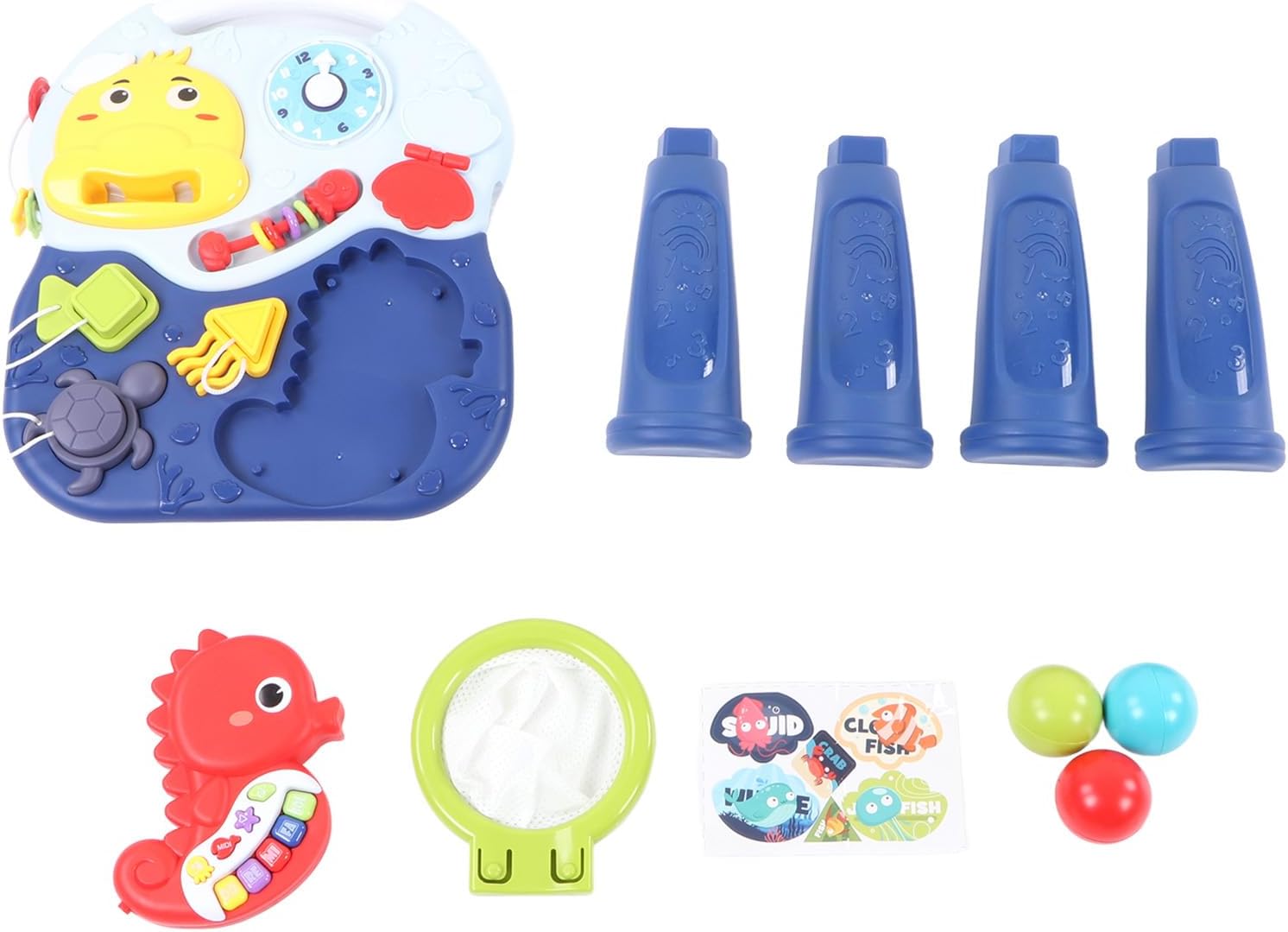 Baby Learning Table, Ocean Theme Educational Blue Multifunctional Musical Learning Table for Kids