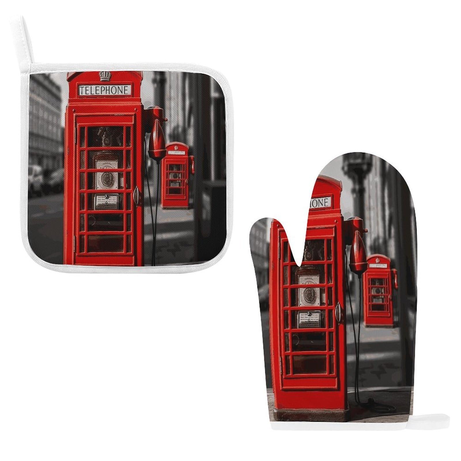 Fodpand Style England Uk Retro London Telephone Oven Mitts And Pot Holders Sets