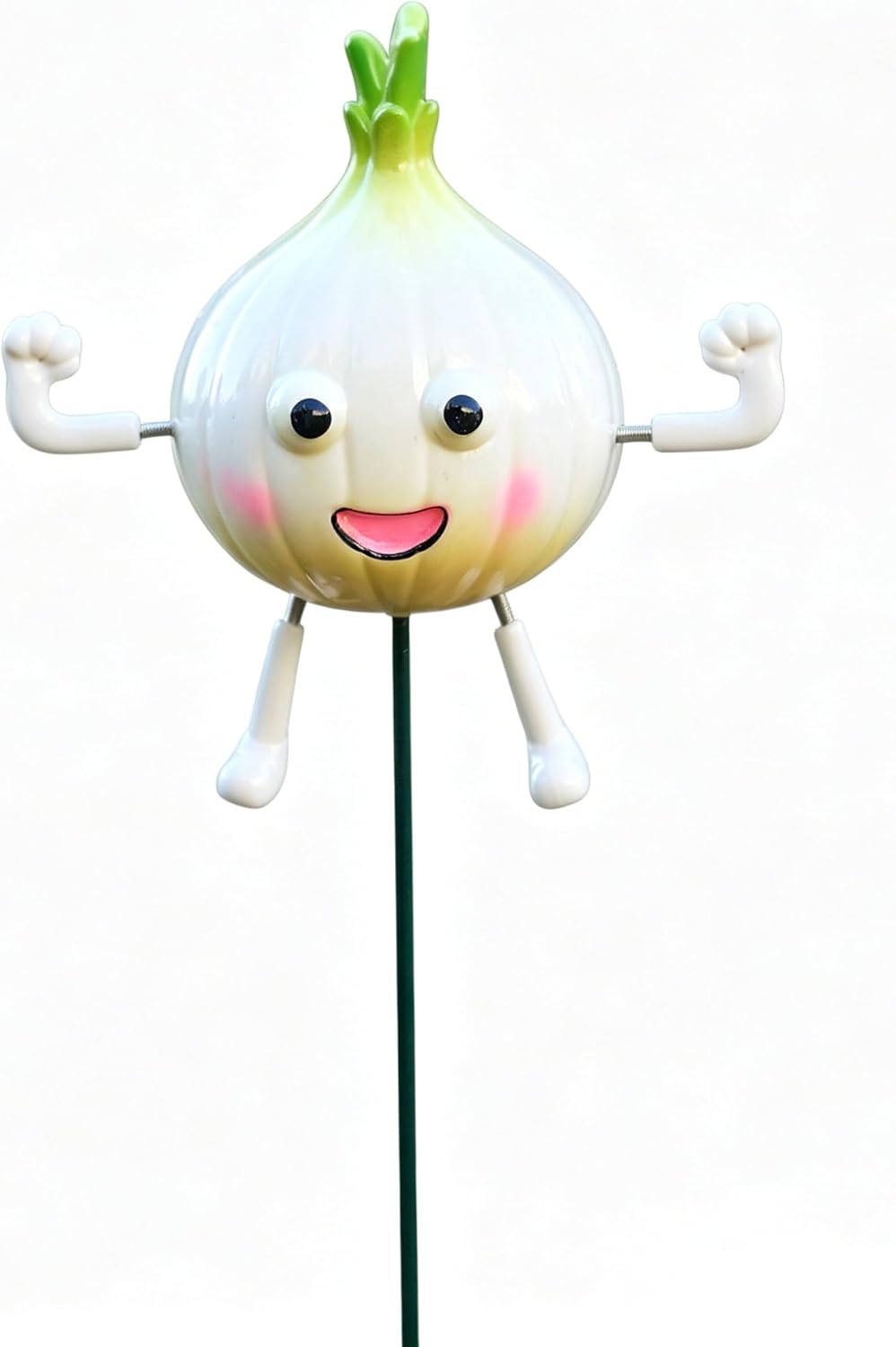 Cute Cartoon Vegetable Resin Garden Stake, Funny Vegetable Character Figurine Yard Decor, Whimsical Outdoor Plant Pick Ornament for Lawn Flower Pot Patio Decoration (Garlic)
