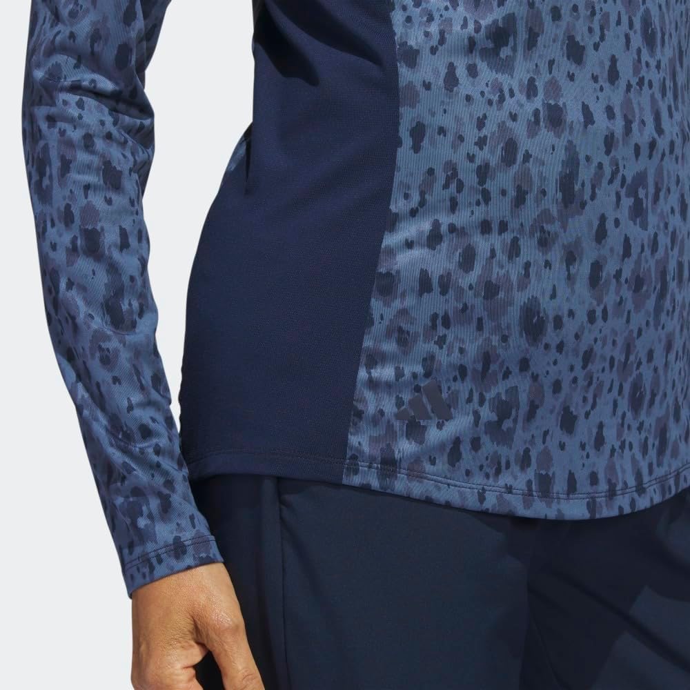 adidas Women's Ultimate365 Printed Quarter Zip Mock Neck Golf Polo Shirt - Image 7