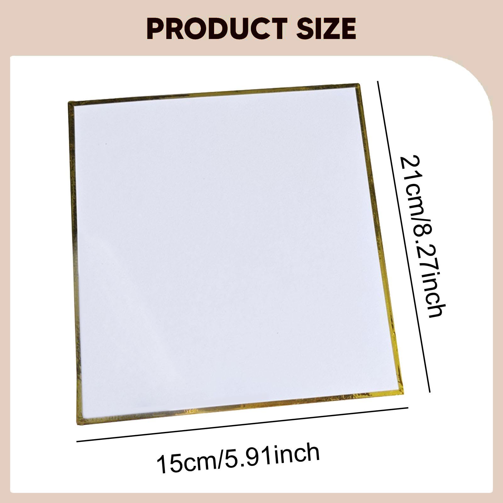 10 Pezzi Tavolette Shikishi Cartoncini Firma Artista Autografi Calligrafia Bordi Oro Carta Washi Adatti per Fiere Anime Collezionismo Cosplay Eventi, 15x21 Centimetri