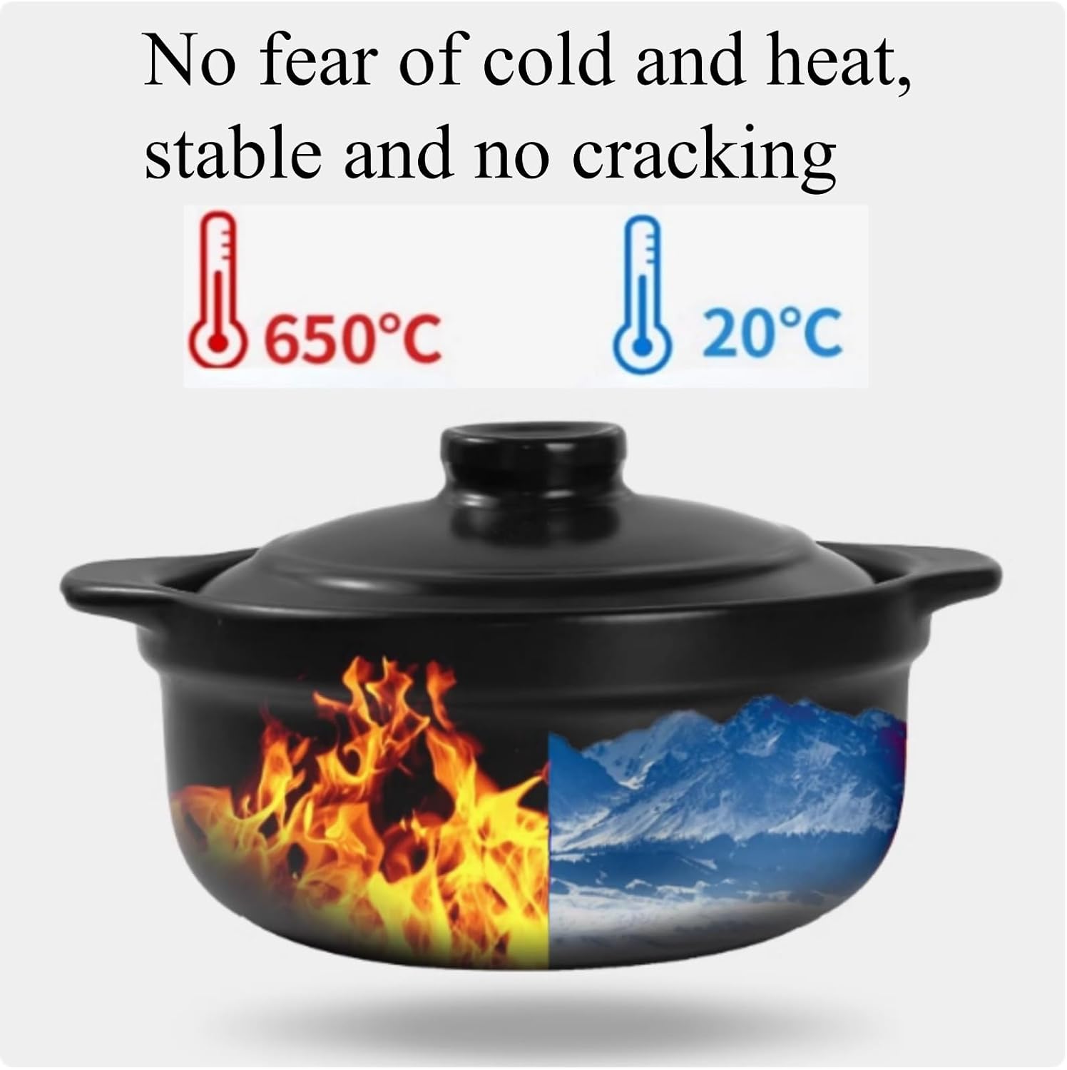 Korean Stone Pot with Lid & Platter Ceramic Sizzling Hot Pot for Bibimbap, Kimchi, Hot Pot, Soups and Stews, 40 oz Korean Pots for Cooking with Spoon and Chopsticks