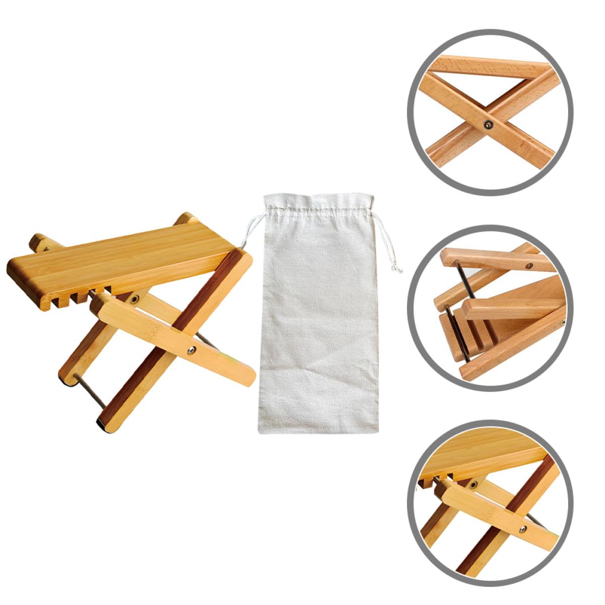 Poggiapiedi per Chitarra in Legno Pieghevole Portatile con Borsa, Sgabello Regolabile Leggero e Sicuro per Suonare la Chitarra
