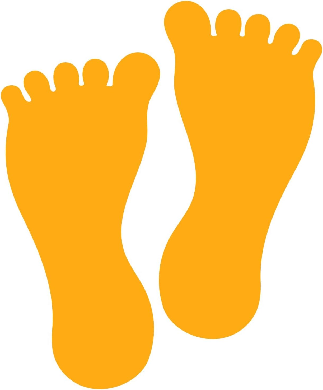 LiteMark Durable Barefoot Footprint Stickers, Large, Waterproof Gloss Vinyl Route Marking Decals, Golden Yellow, 9 Inch, Pack of 4 Pairs