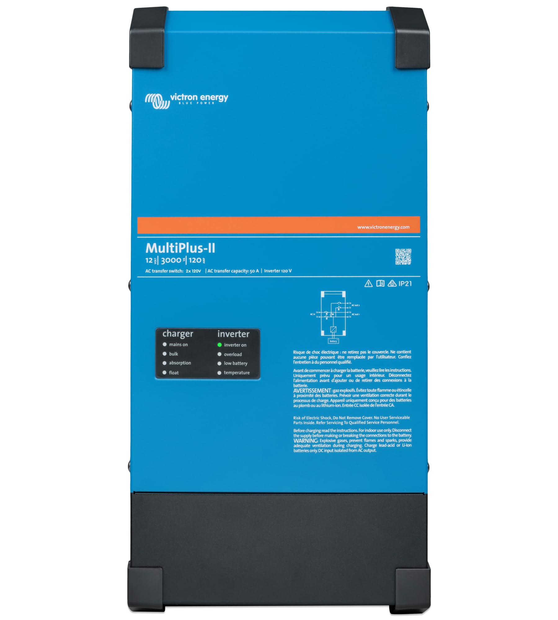 Photo 1 of Victron Energy MultiPlus-II - Power Inverter - 2X Pure Sine Wave Inverter Charger for 120 amp Battery - with PowerAssist Technology - 3000VA 12-Volt
