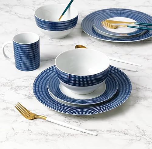 16pc Blue Linear Porcelain Dinner Set