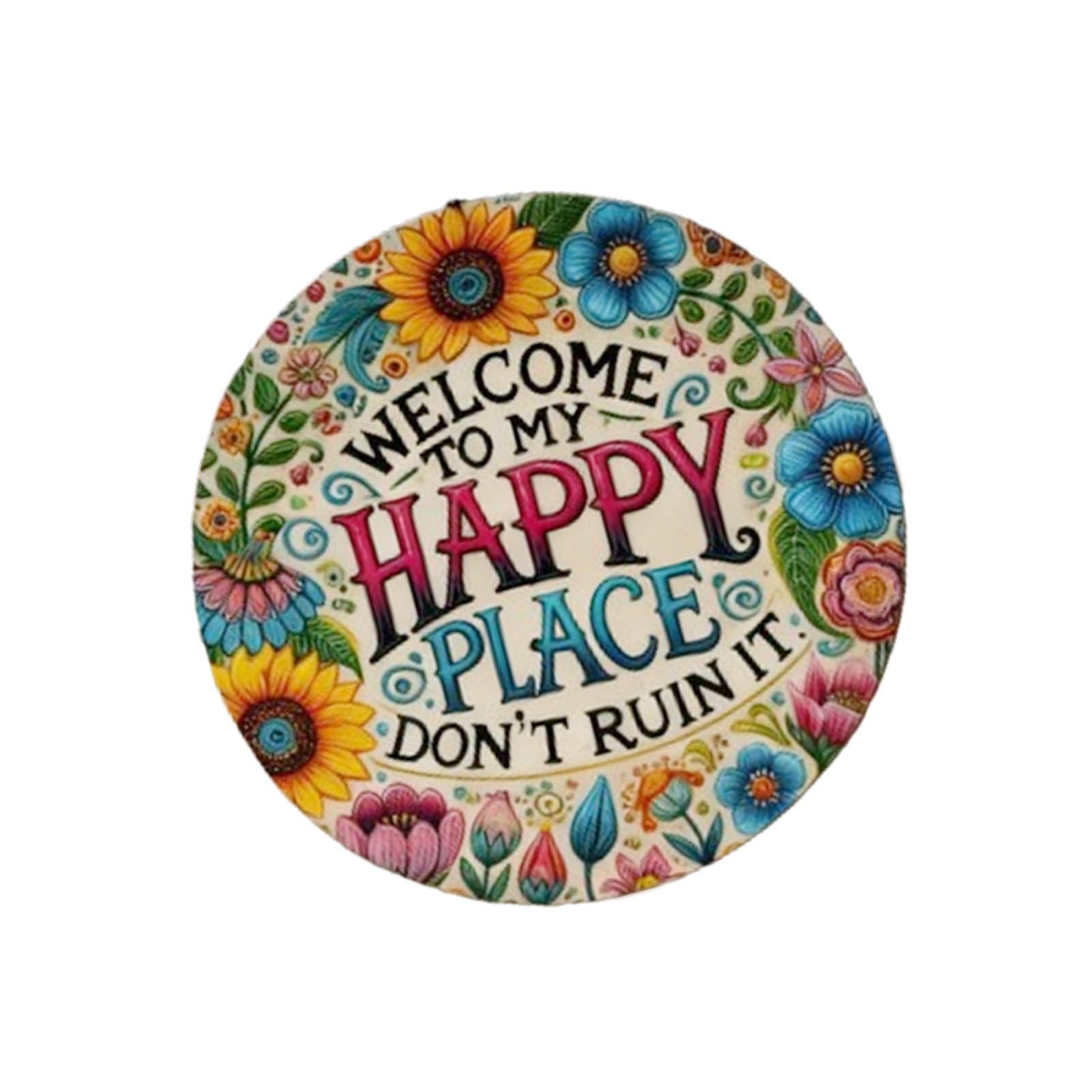 Welcome to Happy Place Plaques Wall Sign Welcome Sign for Front Door Hanging Art Decors Wall Decors for Home Decorations Decorative Plaques Hangers