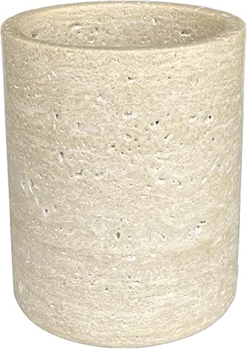 StonePlus Handmand - Soporte para utensilios de cocina vintage de mármol natural con agujeros, 5.1 pulgadas de profundidad x 6.3 pulgadas de alto,