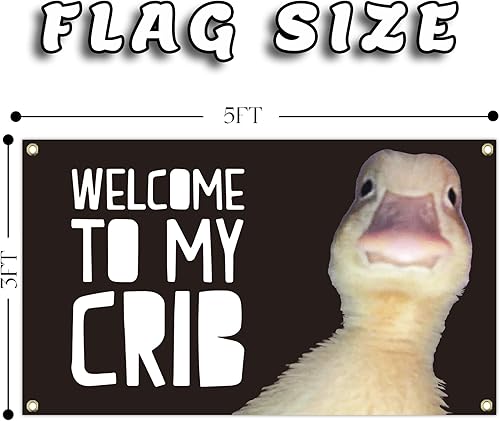 Miniatura 5 de DezaRo Bandera divertida con la frase "Welcome Come To My Cune" de 3 x 5 pies para decorar dormitorios, salas de estar, bares, lugares de