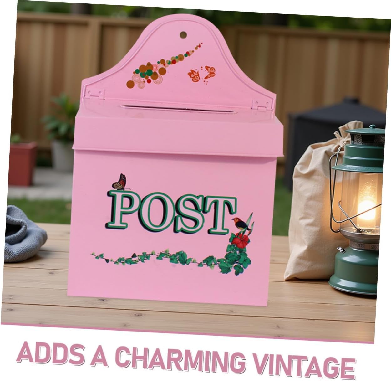 LIFKOME Vintage Metal Wall-Mount Mailbox with Dual-Function Lid for Letters and Larger Items Rustic Pink Decorative Mailbox for Outdoor Farmhouse Cottage Easy Secure Installation and