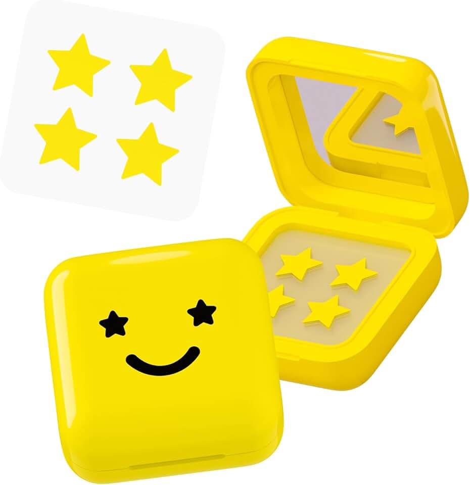Starface Hydro-Star Pimple Patches + Big Yellow Compact, Clinically Proven Spot Shrinking in 6 Hours, Absorb Fluid and Reduce Redness, Hydrocolloid, Vegan and Cruelty-Free Skincare (32 Count)
