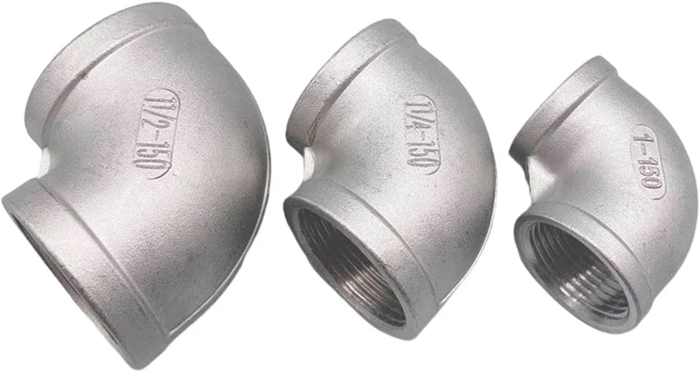 1pcs 1/8" 1/4" 3/8" 1/2" 3/4" 1" 1-1/4" 1-1/2" BSP Elbow 90 Degree Angled Stainless Steel 304 Female Threaded Pipe Fitting(1-1/2")