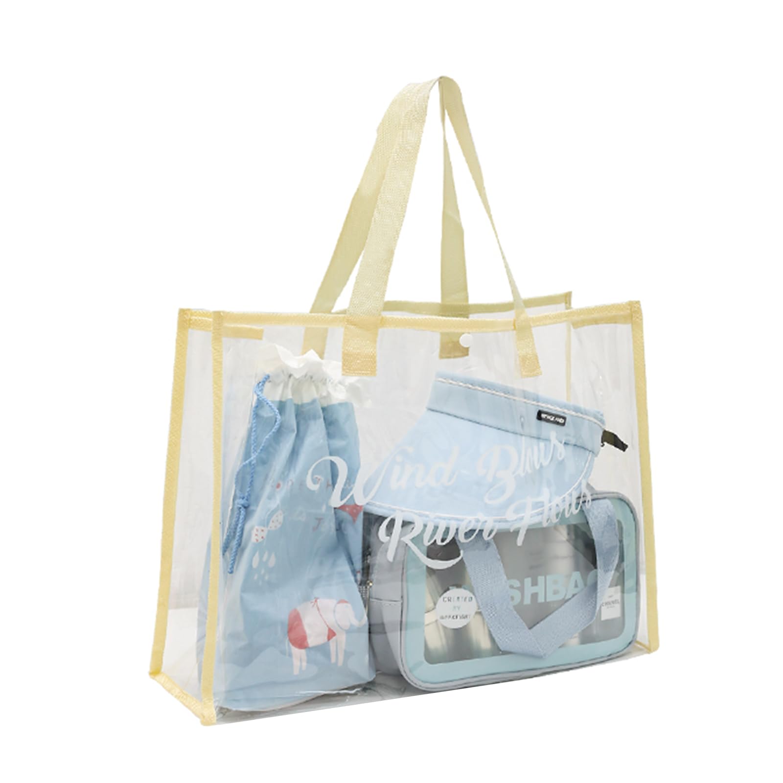Große Strandtasche für Damen, PVC, wasserdicht, Sommer-Strandtasche, transparente Tragetasche, durchsichtige Kulturbeutel, tragbare Outdoor-Reise-Schultertasche für Urlaub, Schwimmen,