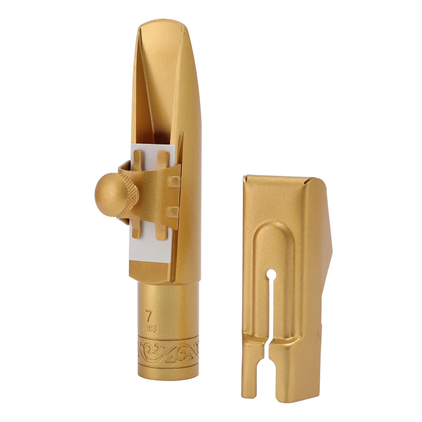 Sassofono Tenore in Ottone Bb Bocchino, Bocchino per Sassofono Tenore Placcato Oro Satinato Misura 7, per Musicisti con Tono Ricco e Volume Potente