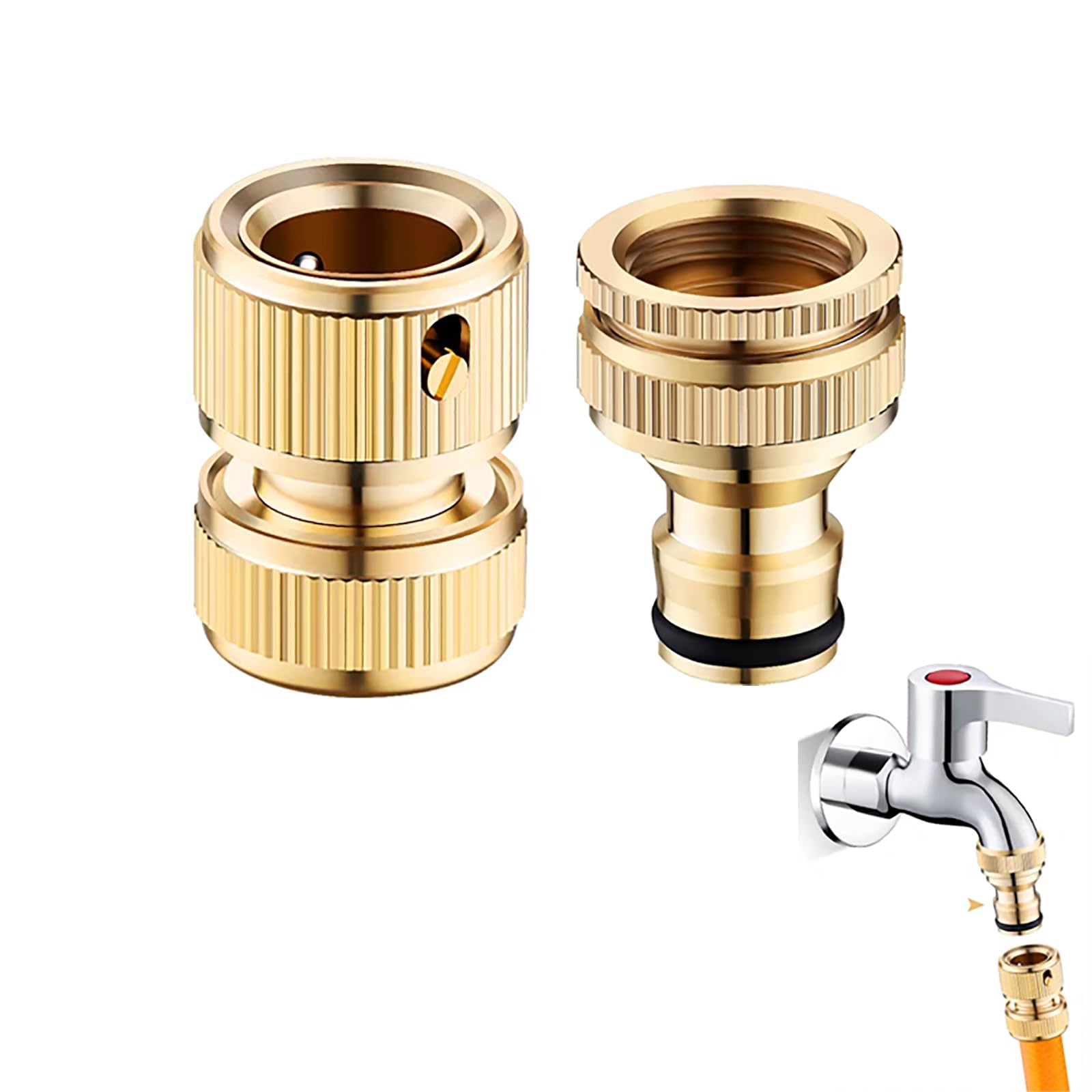YUISI Tap Connectors - 2-in-1 Garden Hose Quick Connectors -1