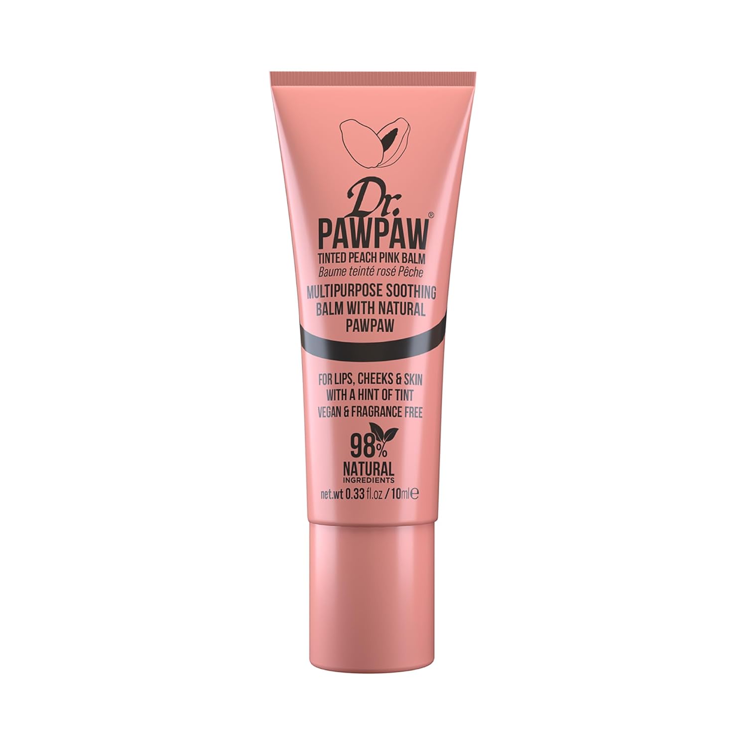 Dr. PAWPAW ORIGINAL BALM Dr PawPaw Multipurpose Soothing Tinted Balm - Lip Balm for Lips, Cheeks, Eyes – Tinted Lip Balm - Lip Moisturizer with Pawpaw - Peach Pink - 0.33 oz