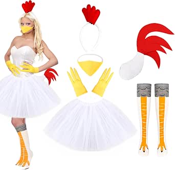 Disfraz Ajustable Elástico Disfraz De Gallo Halloween Para Niños – Juego 3 Piezas Con Diadema, Cola Y Pajarita, Talla Ajustable Diadema Cola Pajarita Gallo