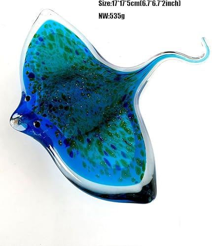 Miniatura 7 de Estatuilla de animales marinos soplados de vidrio hecho a mano, escultura de pescado del diablo, decoración moderna en miniatura para el hogar,