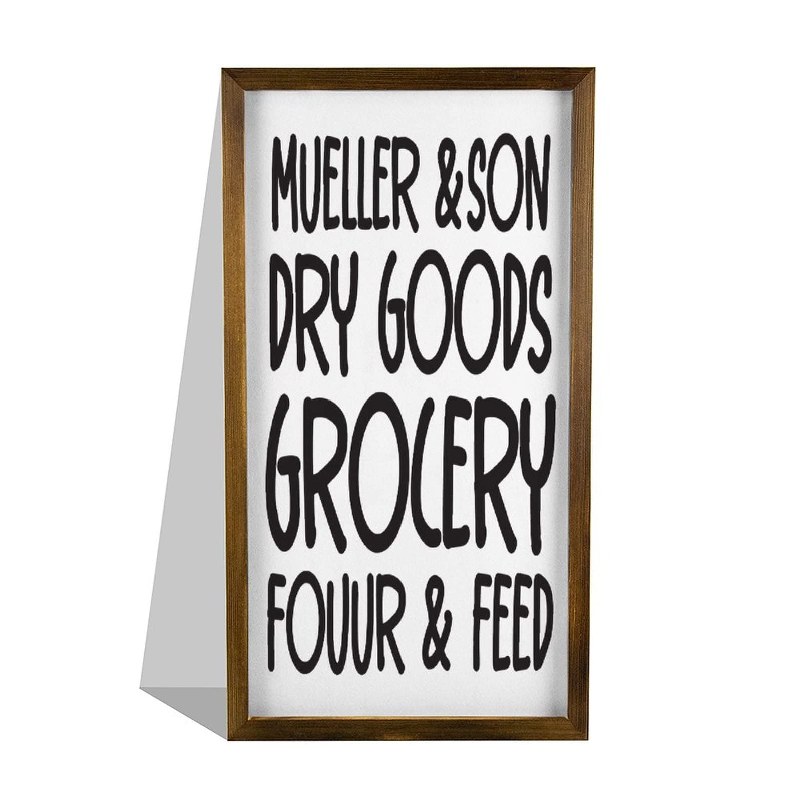 by Unbranded Mueller & son Dry Goods Grocery Fouur & Feed Farmhouse Wanddekoration Schilder mit Sprüchen rustikaler Holzbilderrahmen dekoratives Schild 30,5 x 55,9 cm