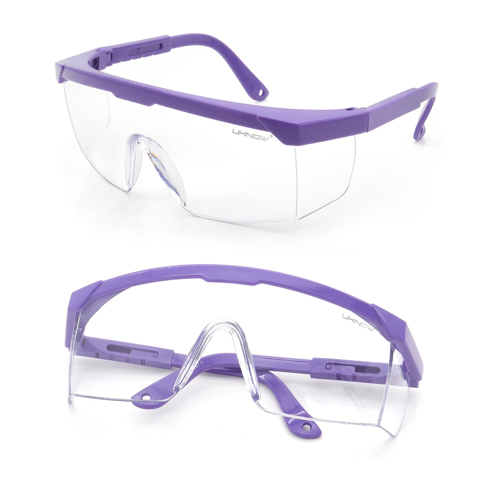 UKNOW Gafas de seguridad antivaho ANSI Z87.1, gafas protectoras ajustables, lentes transparentes de laboratorio, paquete de 2