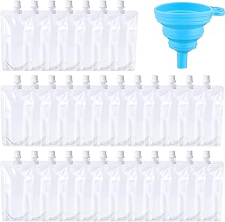 Patelai 150 Pieces Plastic Liquid Pouch Reusable Juice Pouches Travel Wa...