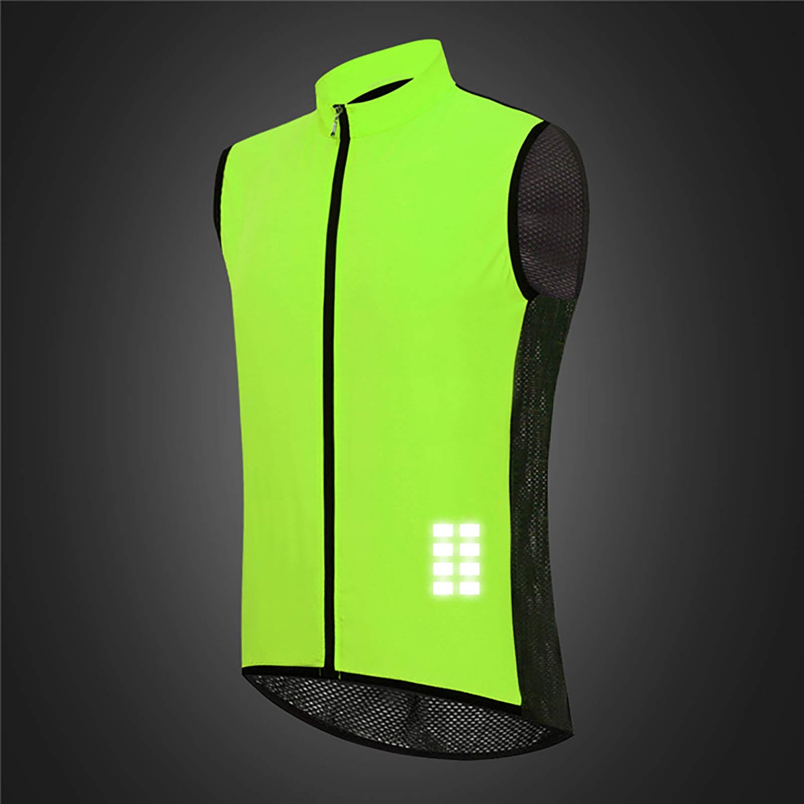 LXC Hombres Chaleco Ciclismo Impermeable Respirable Sin Mangas Chaleco MTB con Tira Reflectante (Color : Green, Size : X-Large)