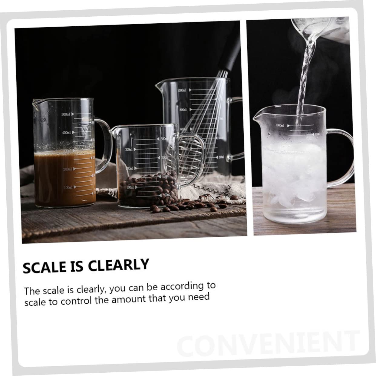 LABRIMP 3pièces Tasses à Mesurer Verre Avec Échelle Pour Cuisine Parfaites Pour Mesurer Lait Miel Vinaigre Et Sauces