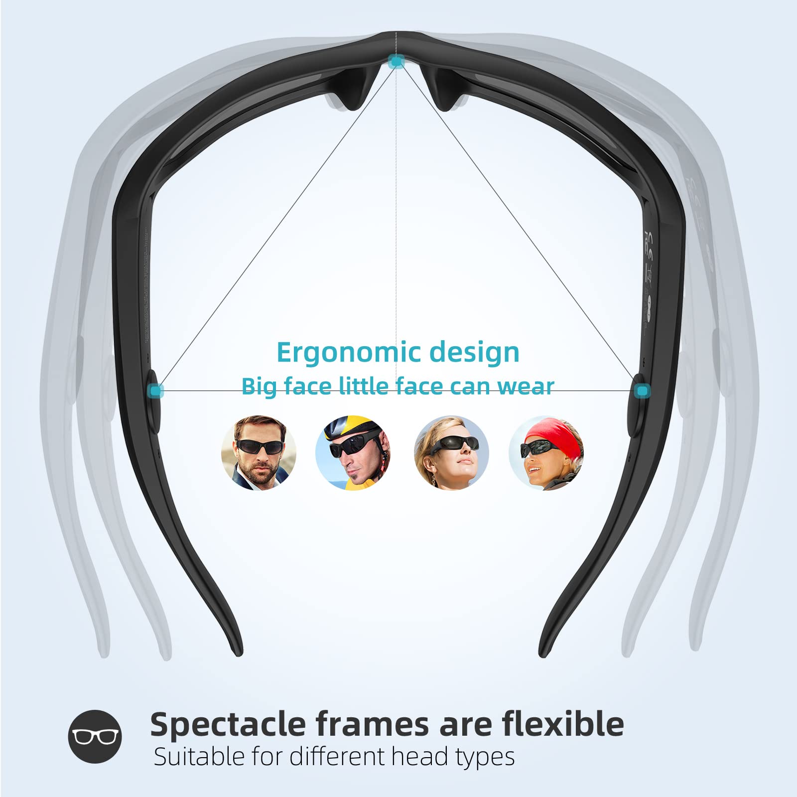 Gafas inteligentes de audio Bluetooth para hombres y mujeres, altavoces integrados, micrófono, protección UV, asistente de voz