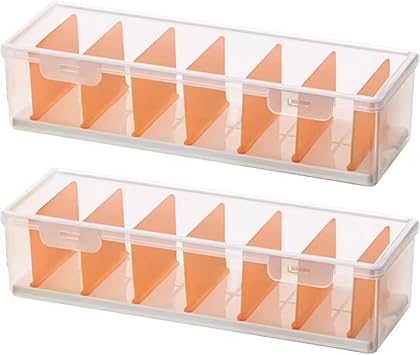 2 Pcs Cable Storage Box, Cable Tidy Box with Open Lids, Plastic Wire Management Boxes with 7 Adjustable Compartments, Transparent Cord Organiser for Office Home