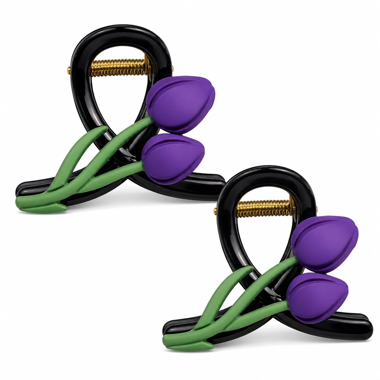 The Unbraided Tulip Floral Hair Claw Clips for Women | Matte Finish Flower Design | Strong Hold Acrylic Hair Clutcher for Thin to Medium Hair | Cute Everyday Hair Accessories | Pack of 2 (Purple)-image-5