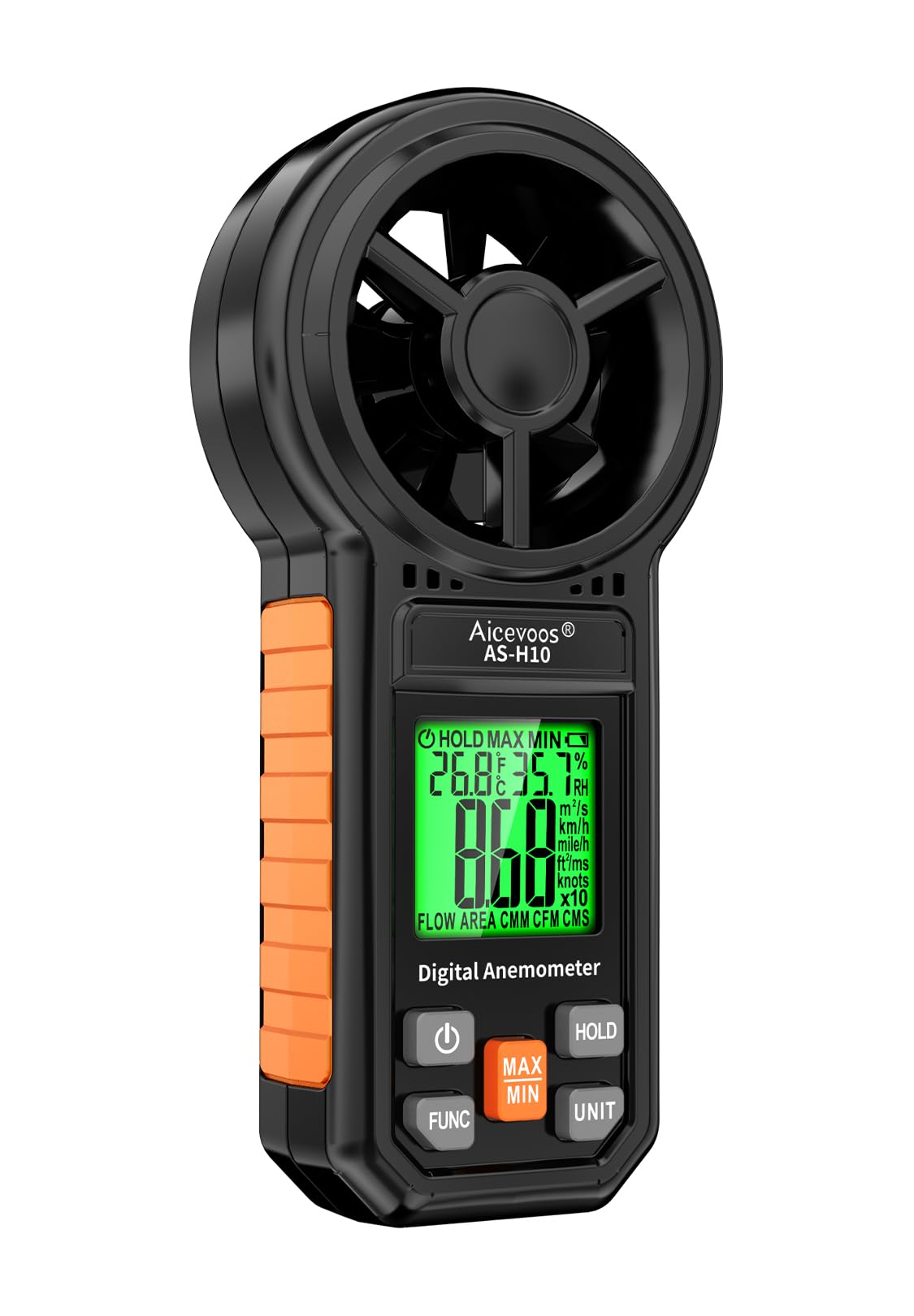 Aicevoos Digital Anemometer Handheld Wind Speed Meter with Extended Wind Sensor, Measures Wind Speed Wind Flow Temperature and Humidity CFM Air Flow Velocity Meter with Big Backlit Screen