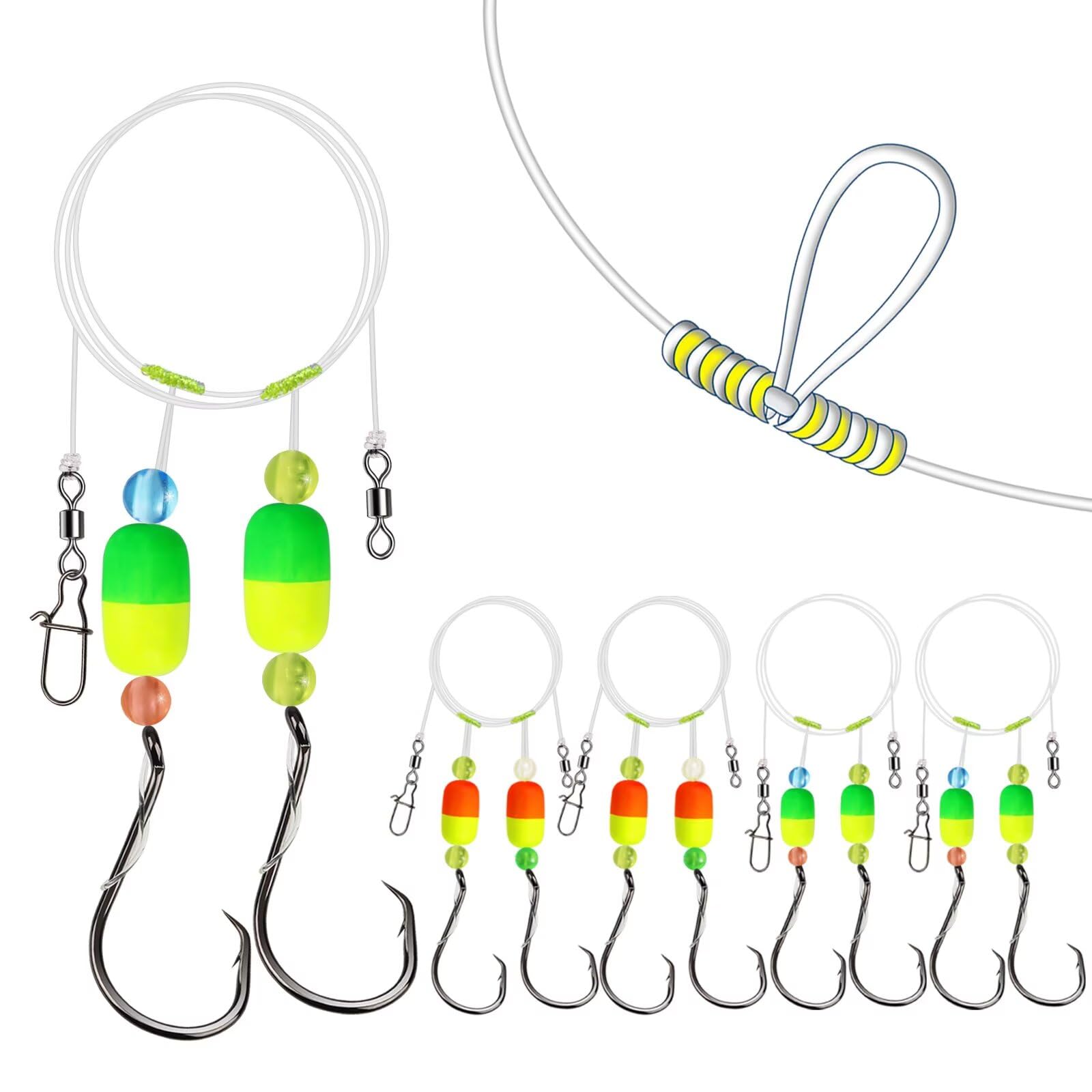 Dovesun Pompano Rigs for Surf Fishing Pompano Rigs with Circle Hook Surf Fishing Rigs Saltwater Capsule-4PCS