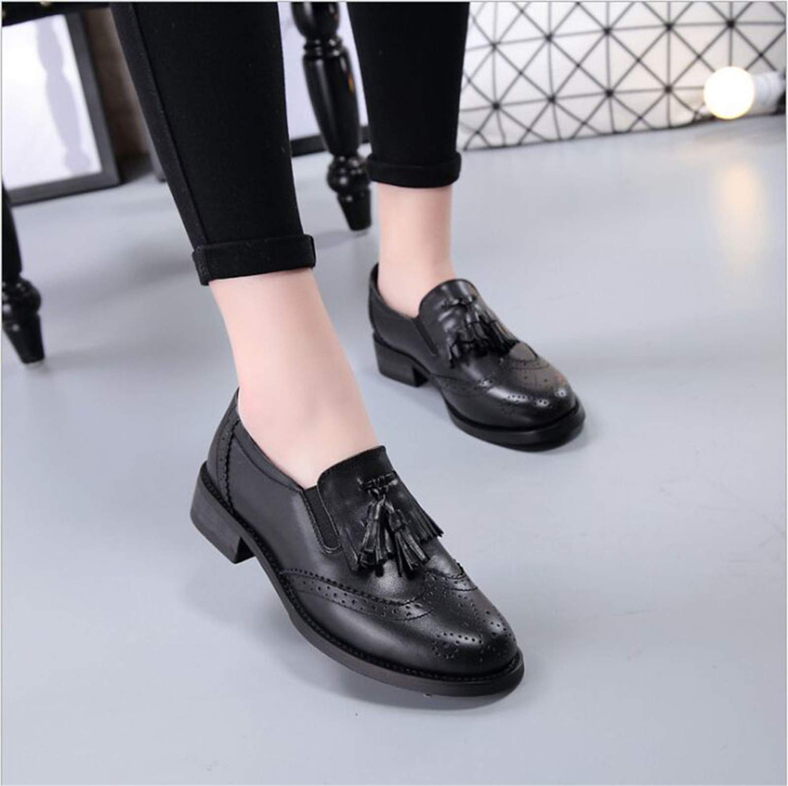 ANUFER Donna Costume Vera Pelle Nappa Mocassini Brogues Scivolare su Scarpette Scivolare su Scarpette