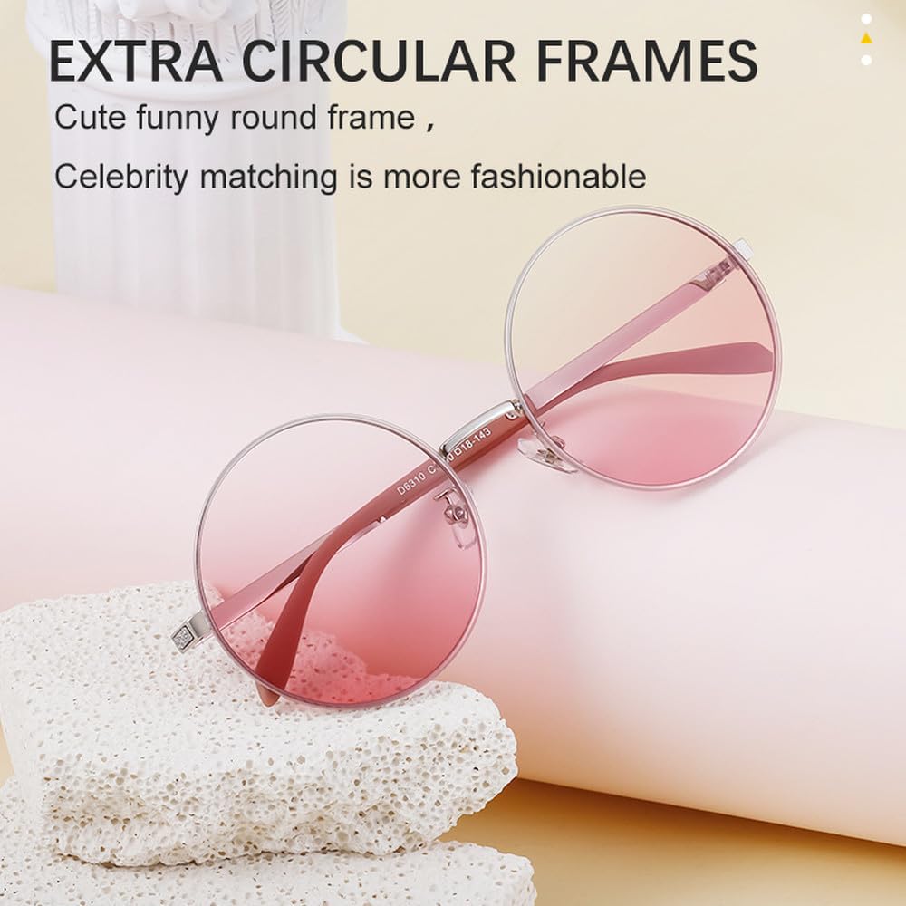Gafas de sol redondas de gran tamaño para mujer, gafas de sol con espejo para conducir, gafas de sol para mujer con montura grande, lentes con degradado, UV400
