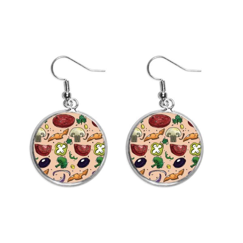 Pendiente de plata pizza de cerámica con verduras joyas divertidas de mujer 5